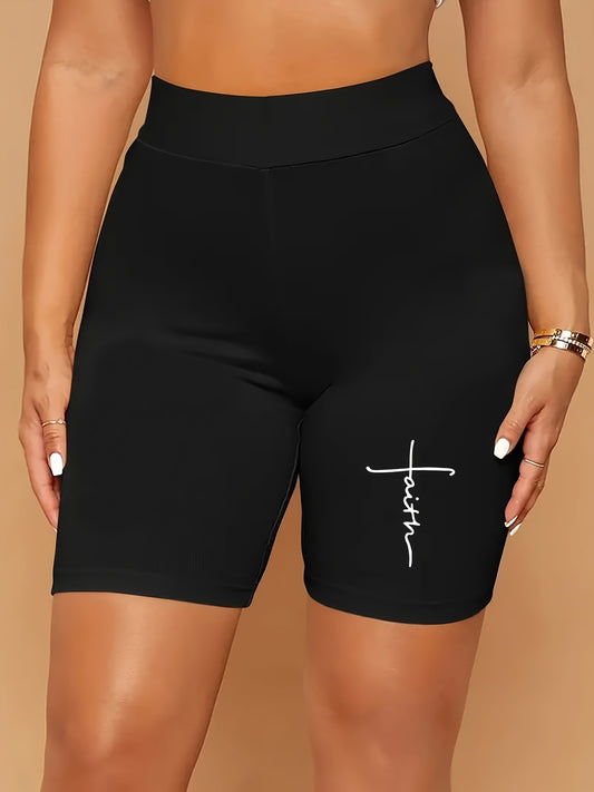 Faith High Waist Women's Christian Shorts claimedbygoddesigns