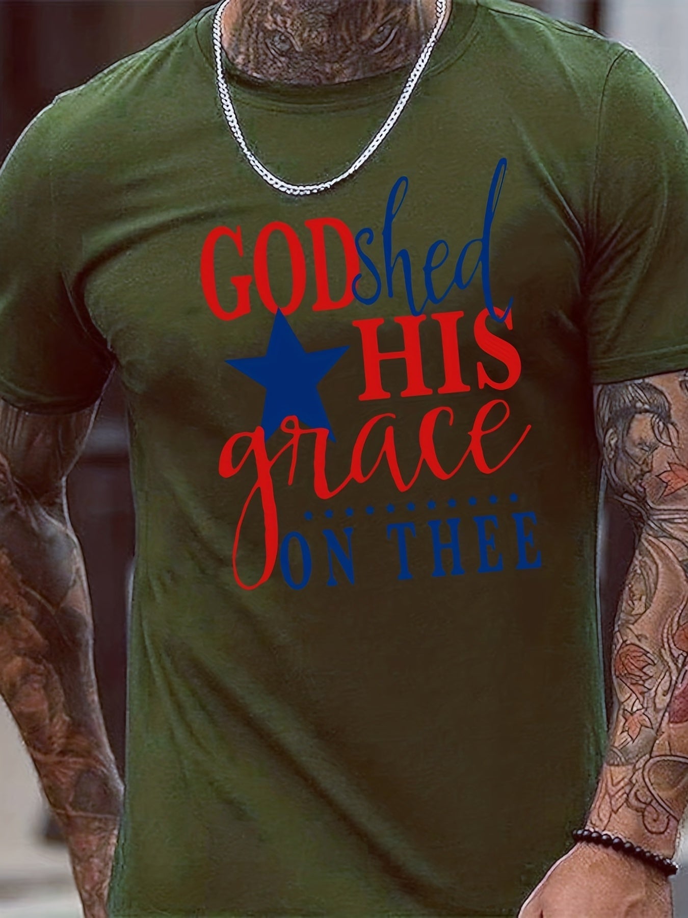 God Shed His Grace On Thee Men's Christian T-Shirt claimedbygoddesigns