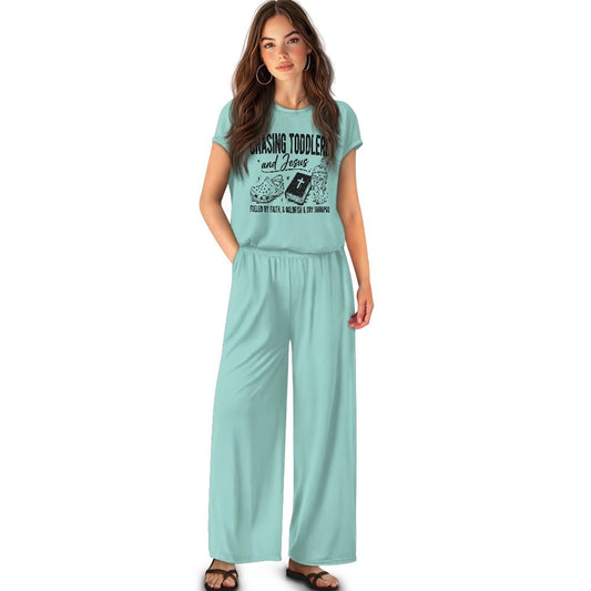 Feuled By Faith Chasing Toddlers And Him Women’s Christian Pajama Set - ClaimedbyGodDesigns