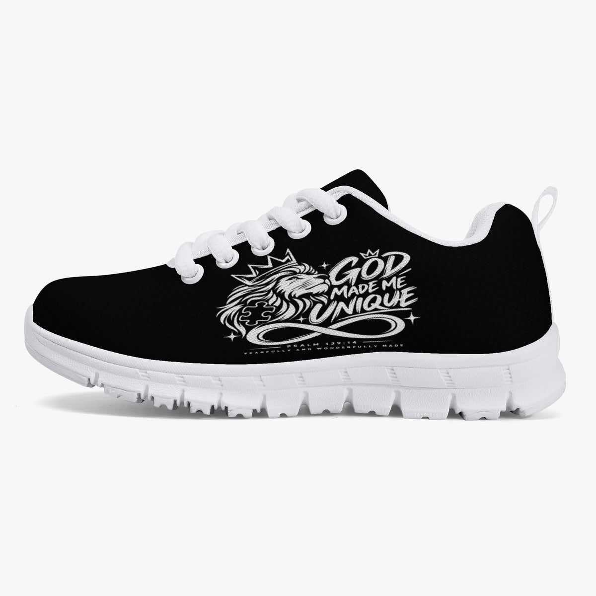 God Made Me Unique Psalm 139:14 kids' Christian mesh sneakers