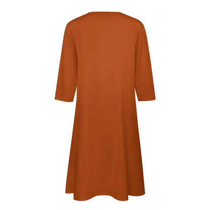 Motherhood Is My Ministry Christian V-neck 3/4 Sleeve Dress with Pockets