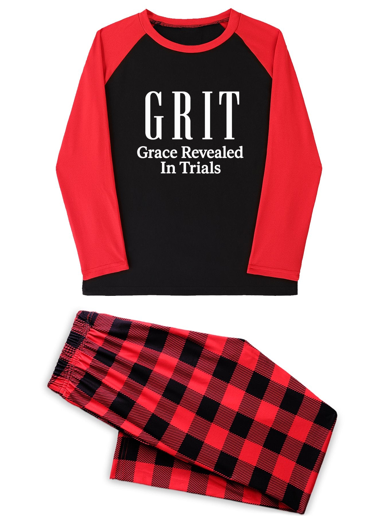 GRIT Grace Revealed In Trials Unisex Christian Plaid Pajamas - ClaimedbyGodDesigns