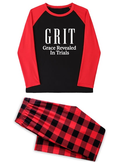 GRIT Grace Revealed In Trials Unisex Christian Plaid Pajamas - ClaimedbyGodDesigns