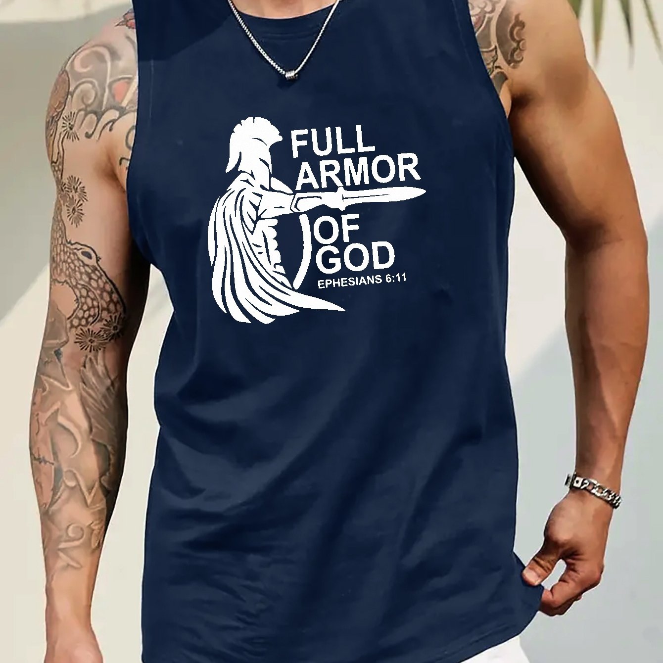 Full Armor Of God Plus Size Men's Christian Tank Top claimedbygoddesigns