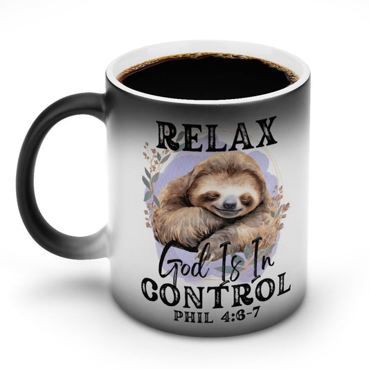 Relax God Is In Control Christian Color Changing Mug (Dual-sided)