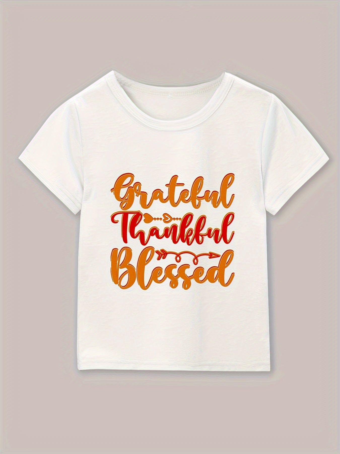 GRATEFUL THANKFUL BLESSED (thanksgiving themed) Youth Christian T-shirt claimedbygoddesigns