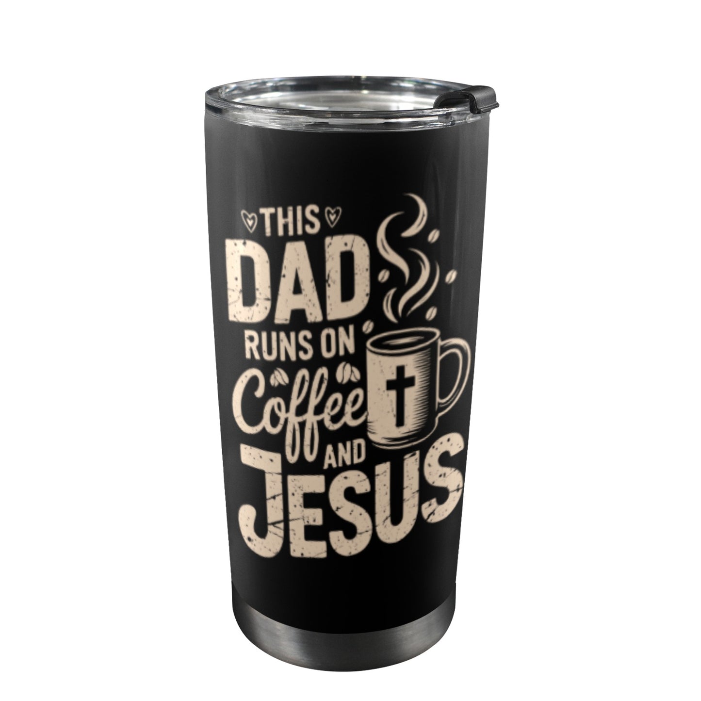 This-Dad-Runs-On-Coffee-And-Faith 20oz Mobile Tumbler with Lid (Black Lock)