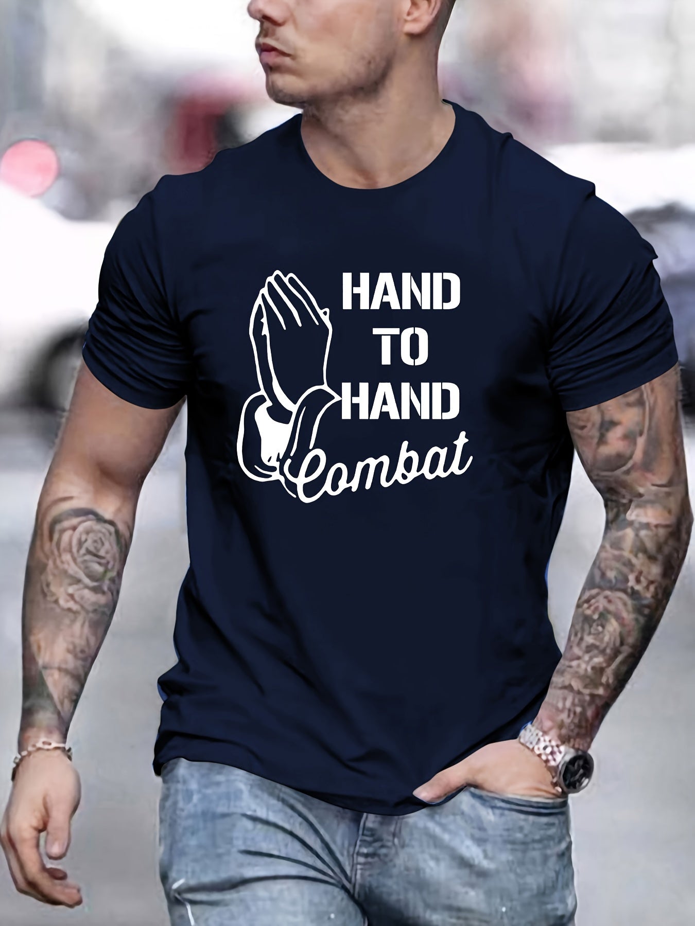 Prayer: HAND TO HAND Combat  Men's Christian T-shirt claimedbygoddesigns