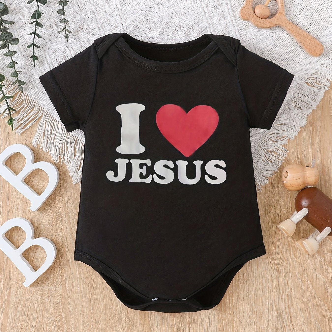 I LOVE JESUS Christian Baby Onesie claimedbygoddesigns