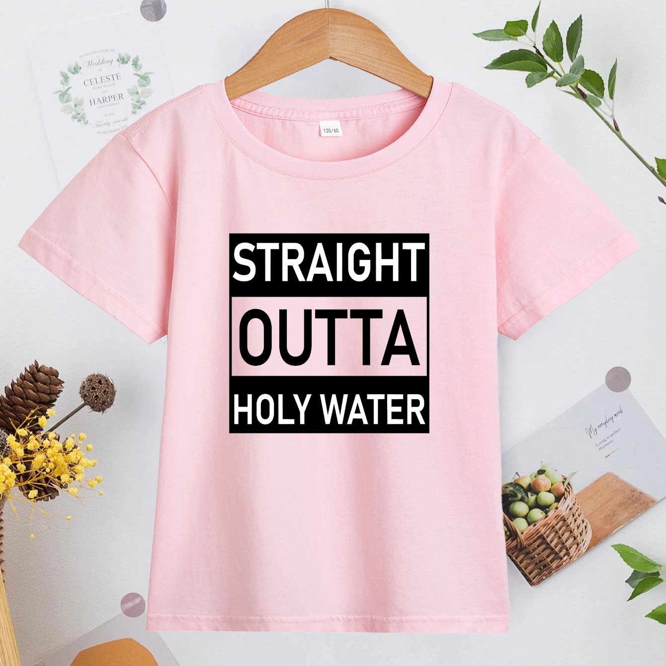 Straight Outta Holy Water Youth Christian T-Shirt claimedbygoddesigns