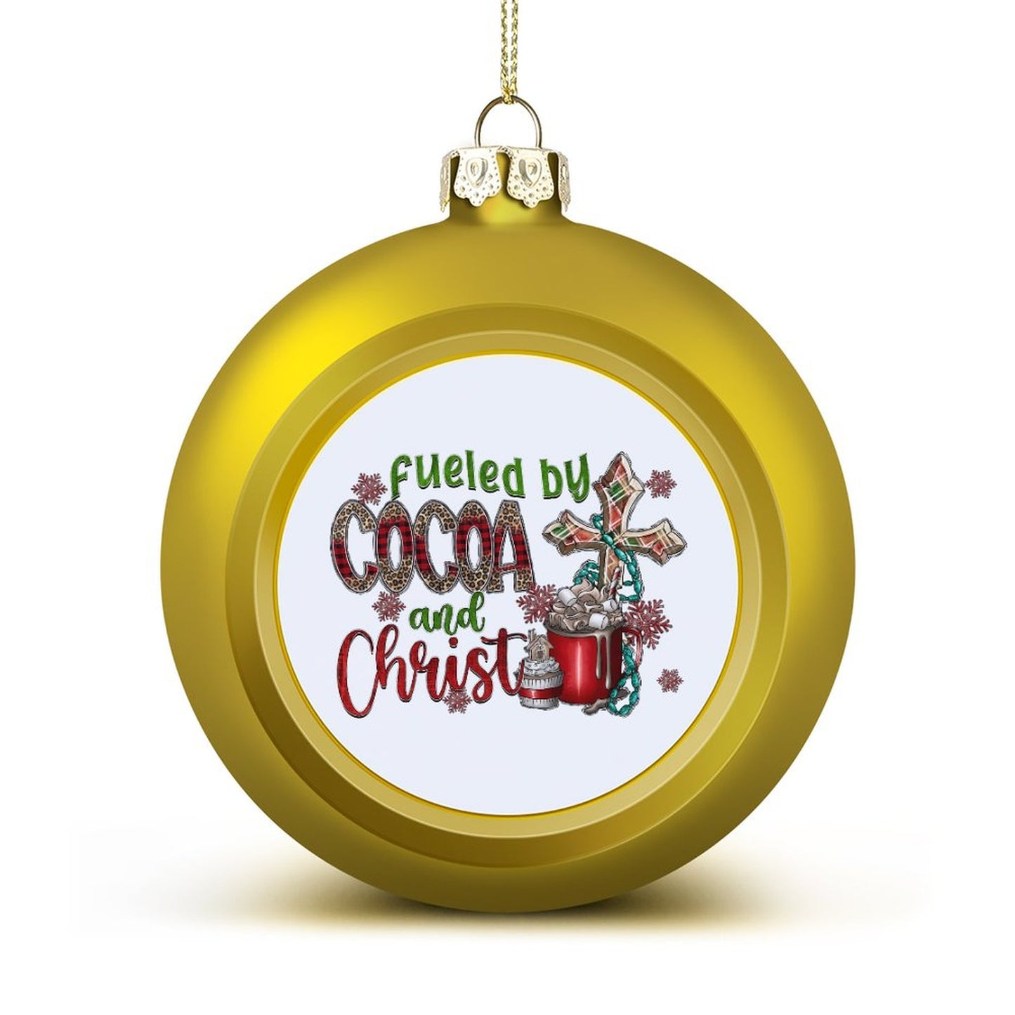 Fueled By Cocoa And Christ Christian Christmas Tree Hanging Ball