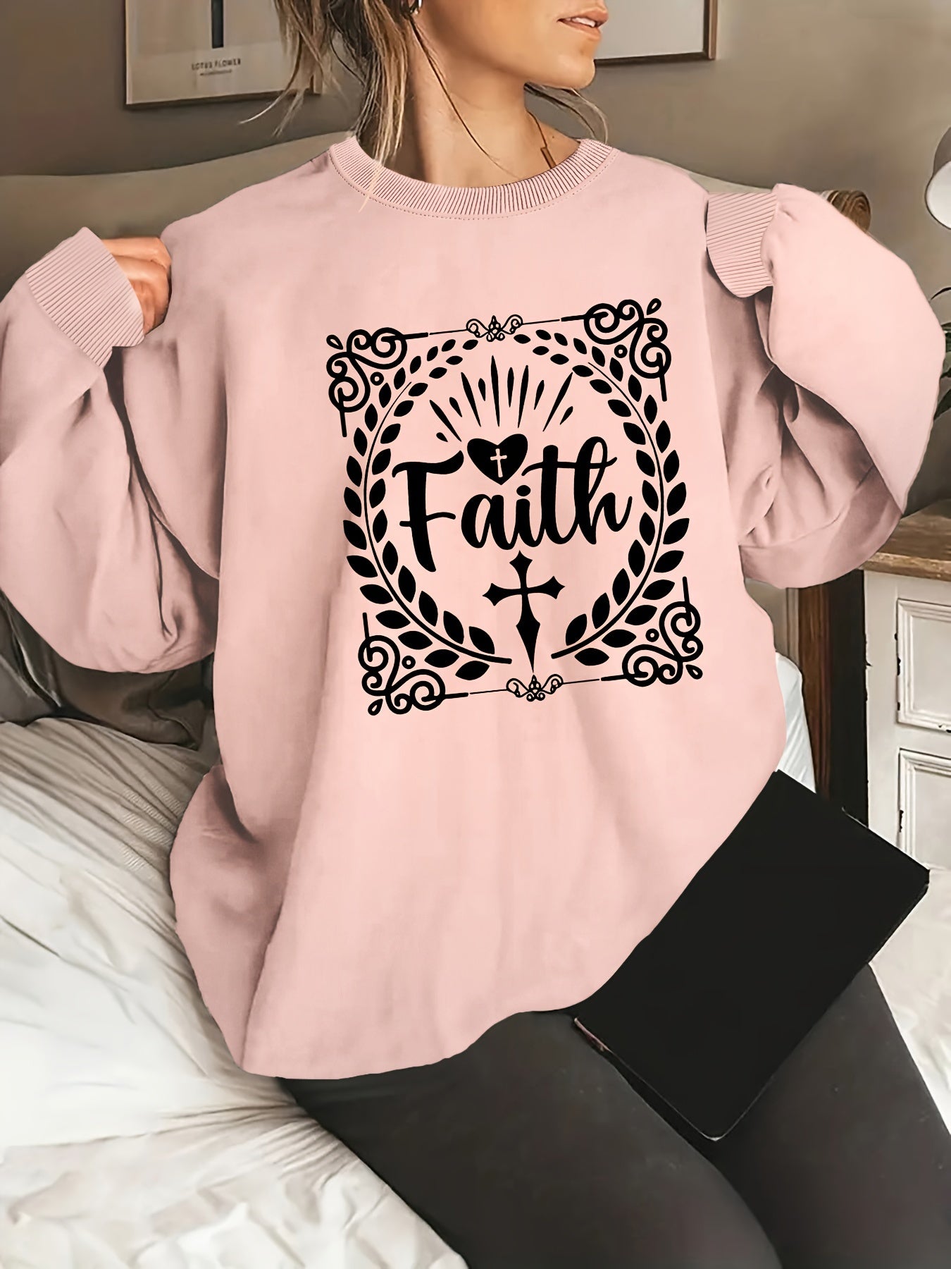Faith Plus Size Women's Christian Pullover Sweatshirt claimedbygoddesigns