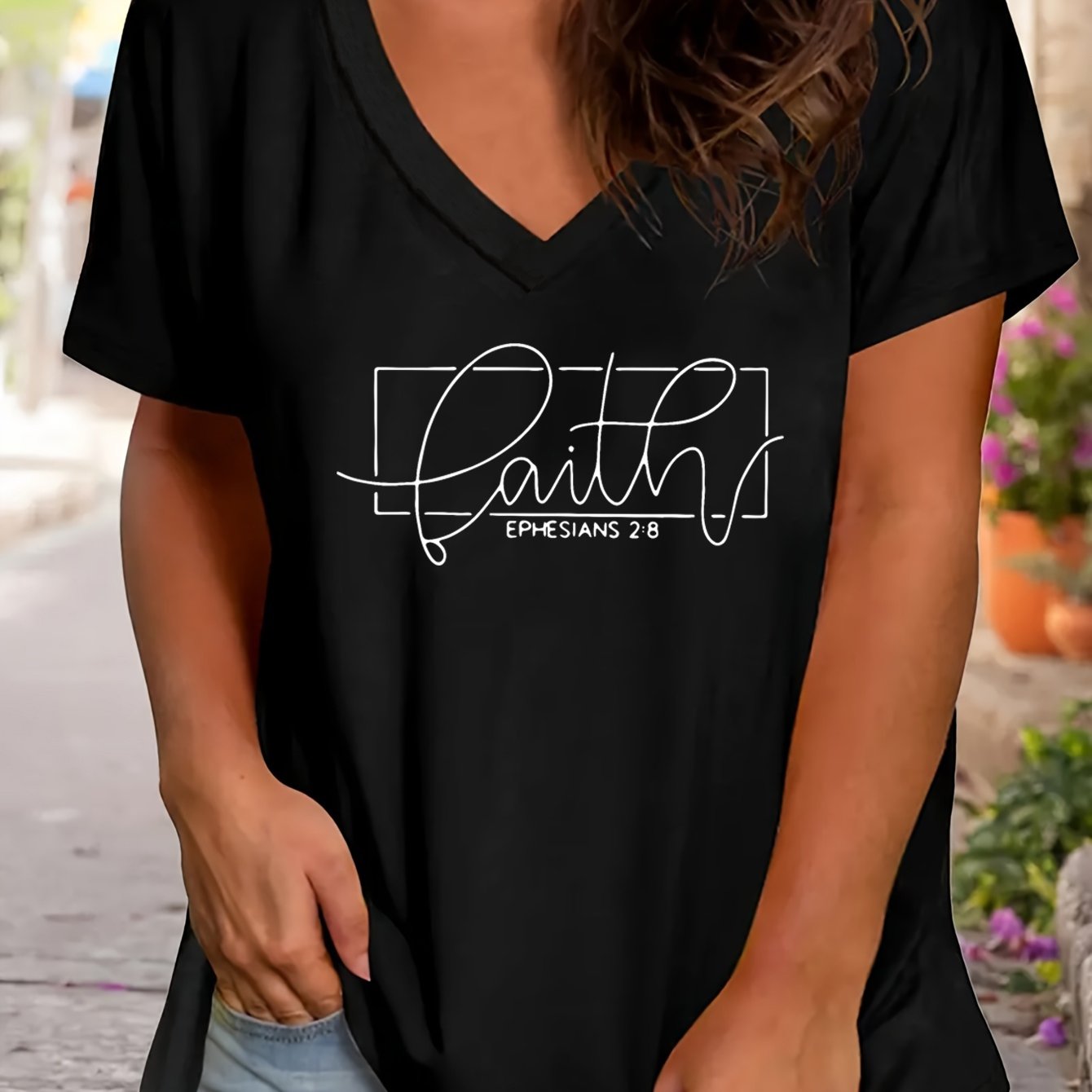 Faith Plus Size Women's Christian V Neck T-Shirt claimedbygoddesigns