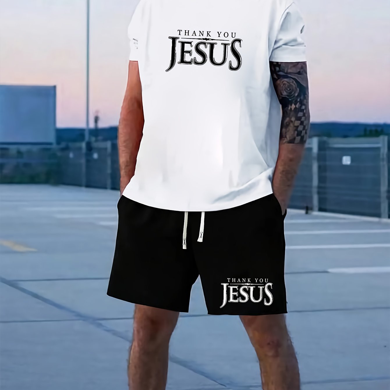 THANK YOU JESUS Men's Christian Casual Outfit claimedbygoddesigns