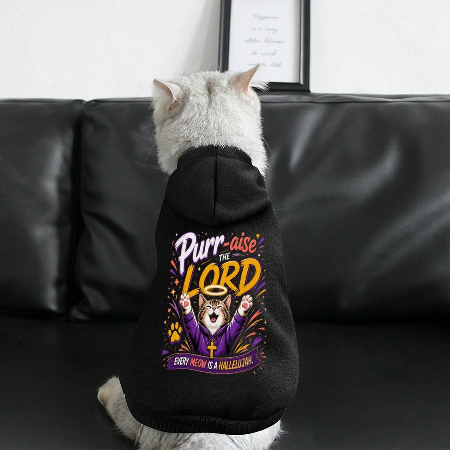 Purr - aise The Lord Christian Pet Hooded Pullover Sweatshirt Cat Hoodie Warm, Soft & Breathable - ClaimedbyGodDesigns