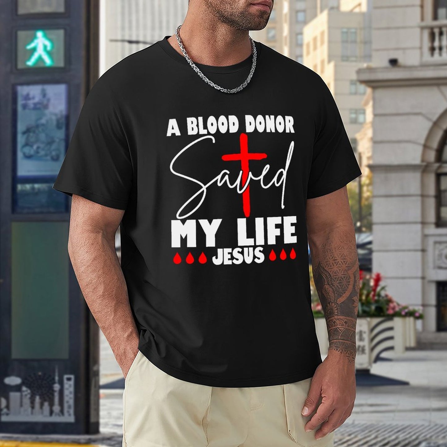 A Blood Donor Saved My Life Jesus Men's Christian T-shirt SALE-Personal Design