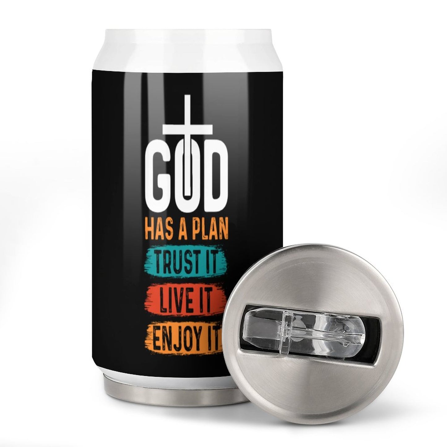 God Has A Plan Trust It Live It Enjoy It Unique Christian Stainless Steel Tumbler with Straw SALE-Personal Design