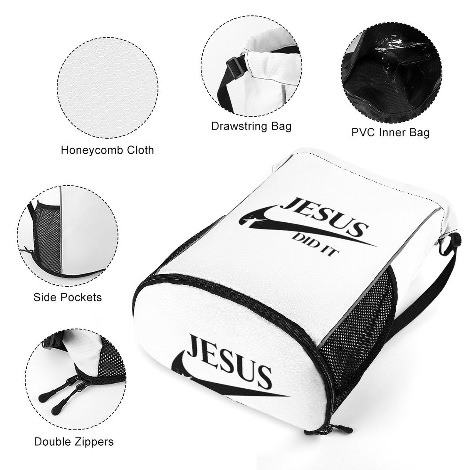 Jesus Did It (like Nike) Christian Waffle Cloth Drawstring Bag SALE-Personal Design