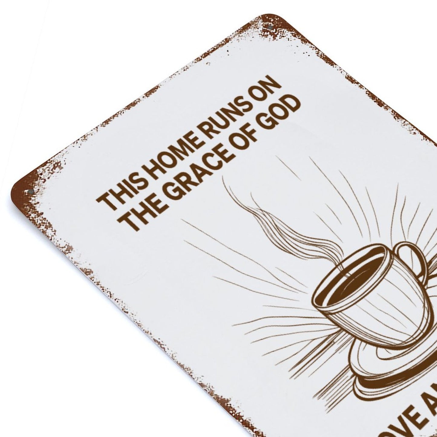 Grace and Coffee Christian Rusted Vintage Metal Wall Art Tin Sign-11.8"x7.9"/ 30x20cm