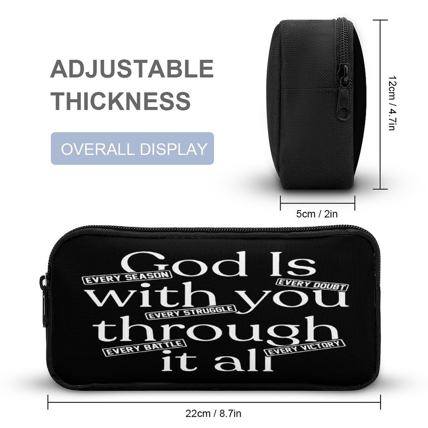 God Is With You Through It All 3 Pcs Christian School Backpack Set for Kids (Backpack, Kid's Insulated Lunch Bag & Pencil Case Organizer)