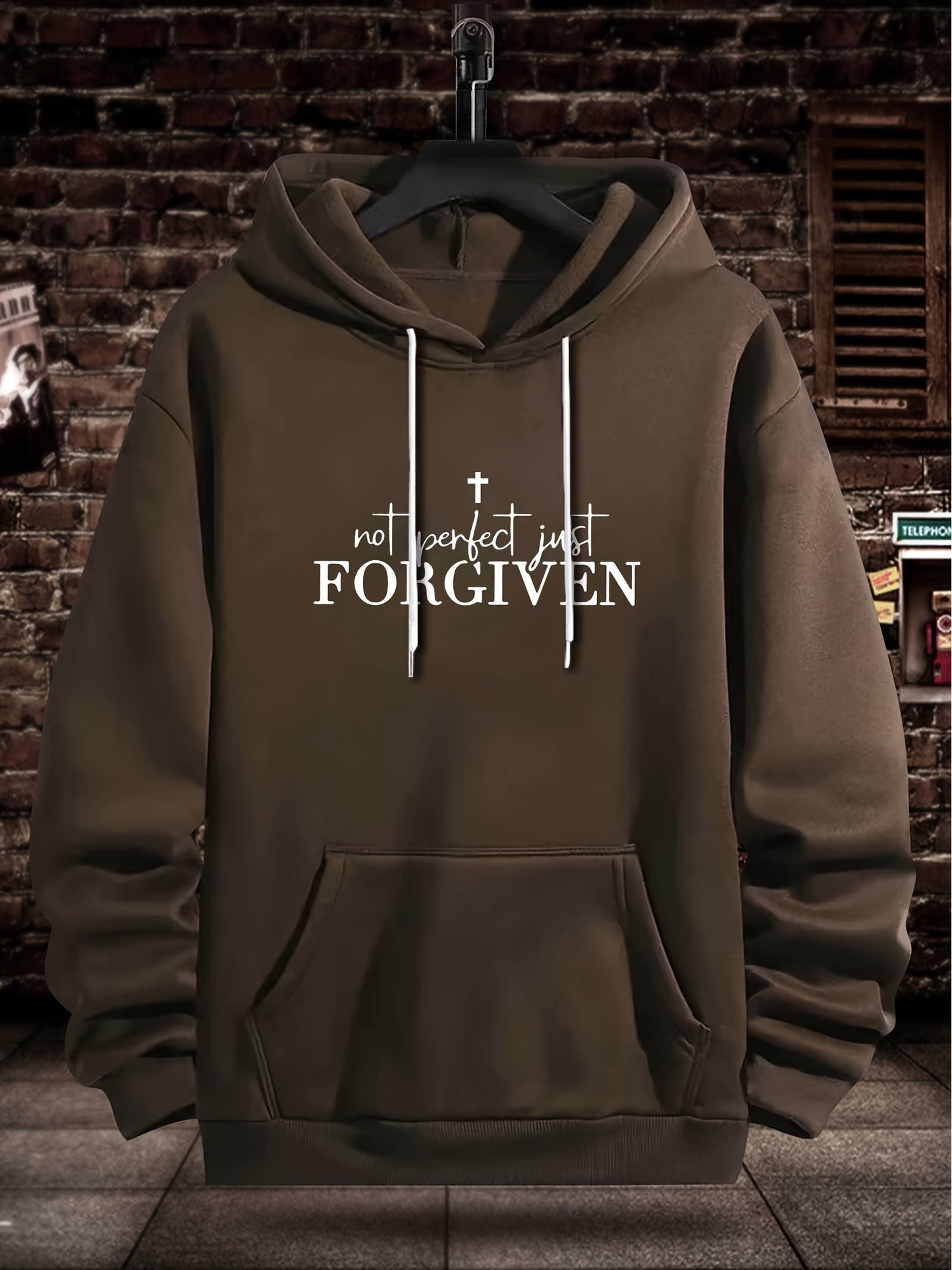 Not Perfect Just FORGIVEN Men's Christian Pullover Hooded Sweatshirt claimedbygoddesigns