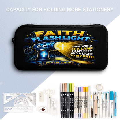 Faith Flashlight Christian 3 PCS Bag Set (Backpack, Lunch Bag and Pencil Case) - ClaimedbyGodDesigns