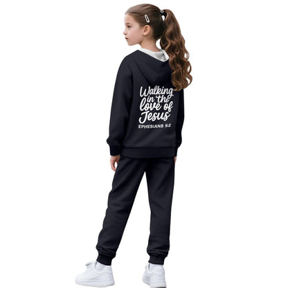 Walking In His Love Youth Christian Zippered Sportswear Outfit - ClaimedbyGodDesigns