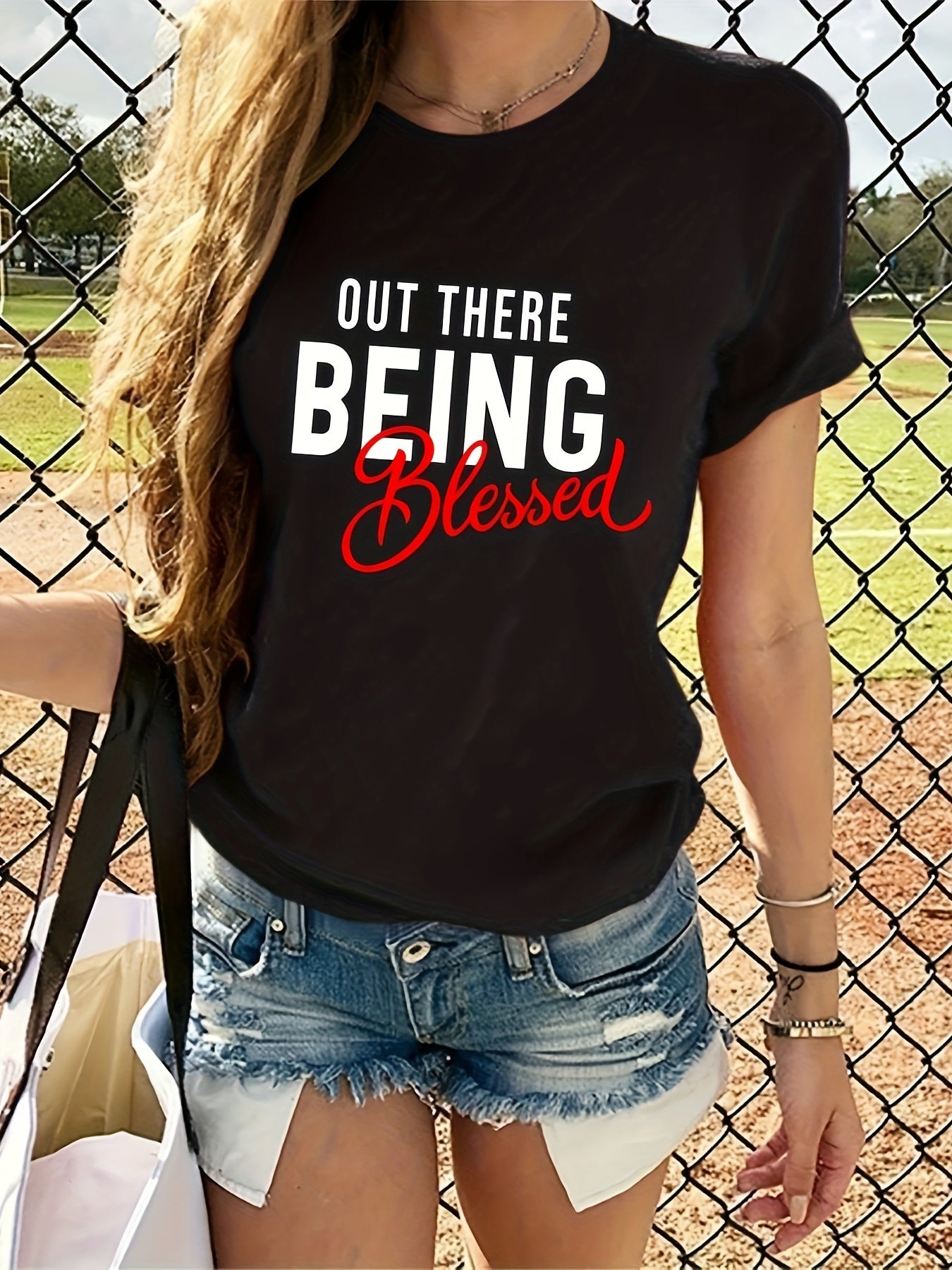 Out There Being Blessed Women's Christian T-Shirt claimedbygoddesigns