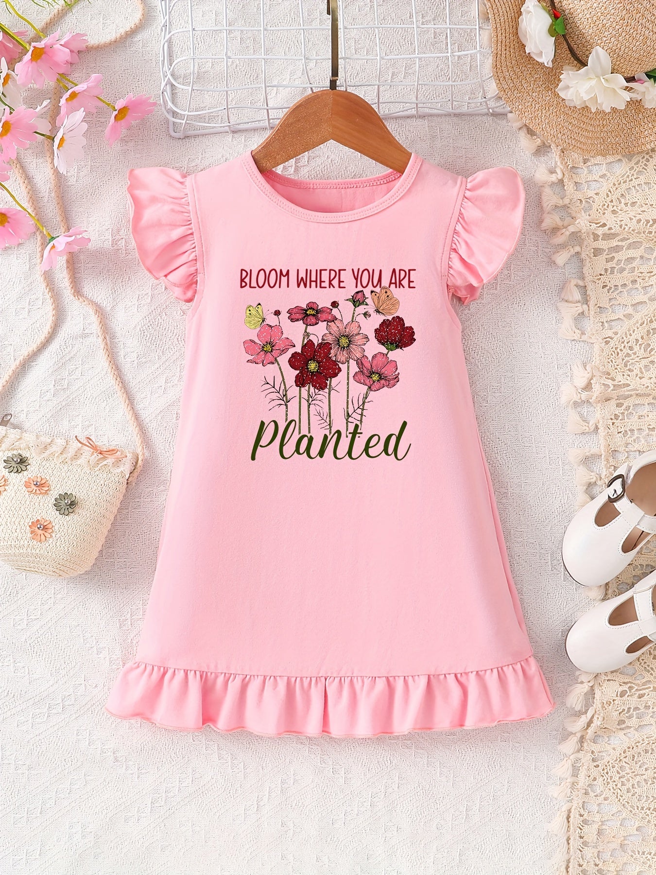 BLOOM WHERE YOU ARE PLANTED Toddler Christian Casual Dress claimedbygoddesigns