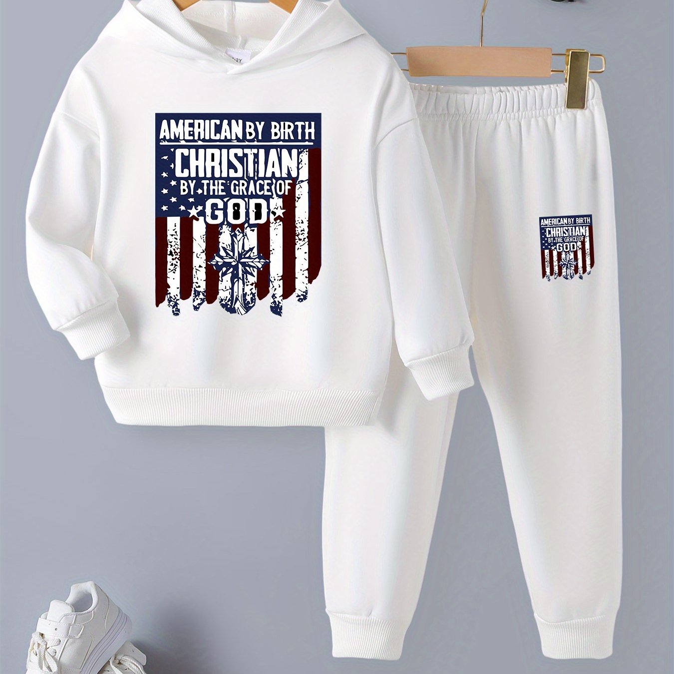 American By Birth Christian By The Grace Of God Youth Christian Casual Outfit claimedbygoddesigns