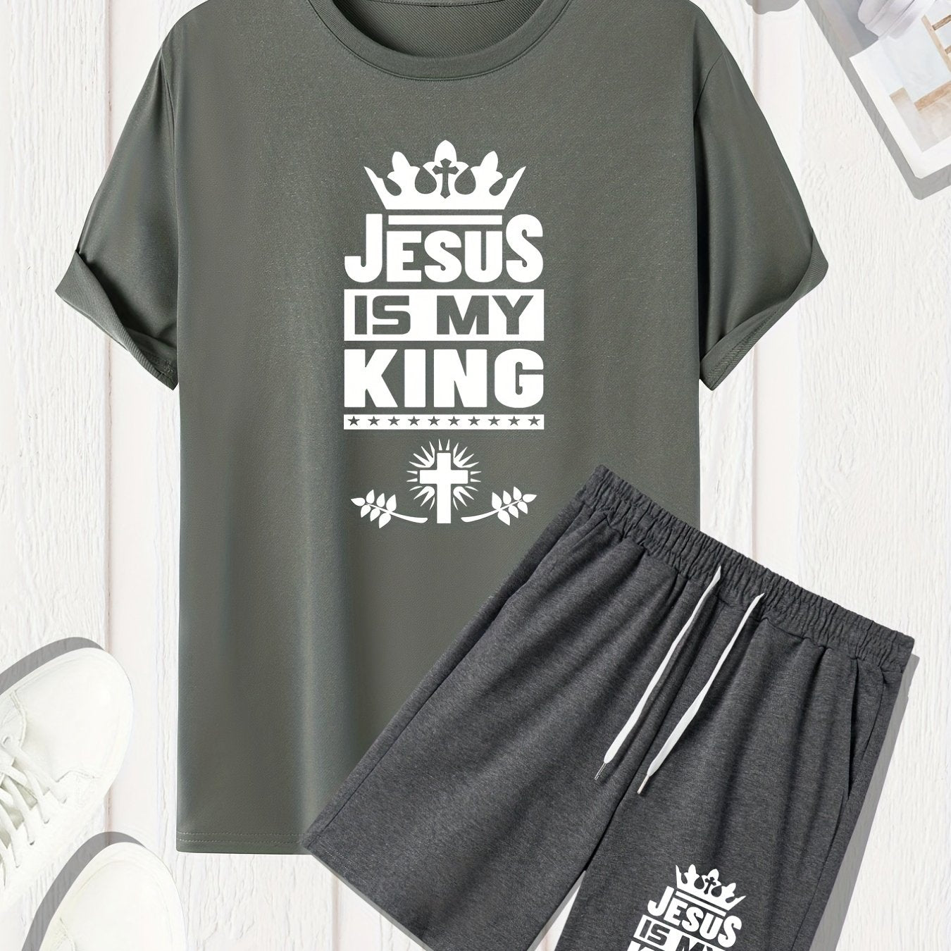 JESUS IS MY KING Men's Christian Casual Outfit claimedbygoddesigns