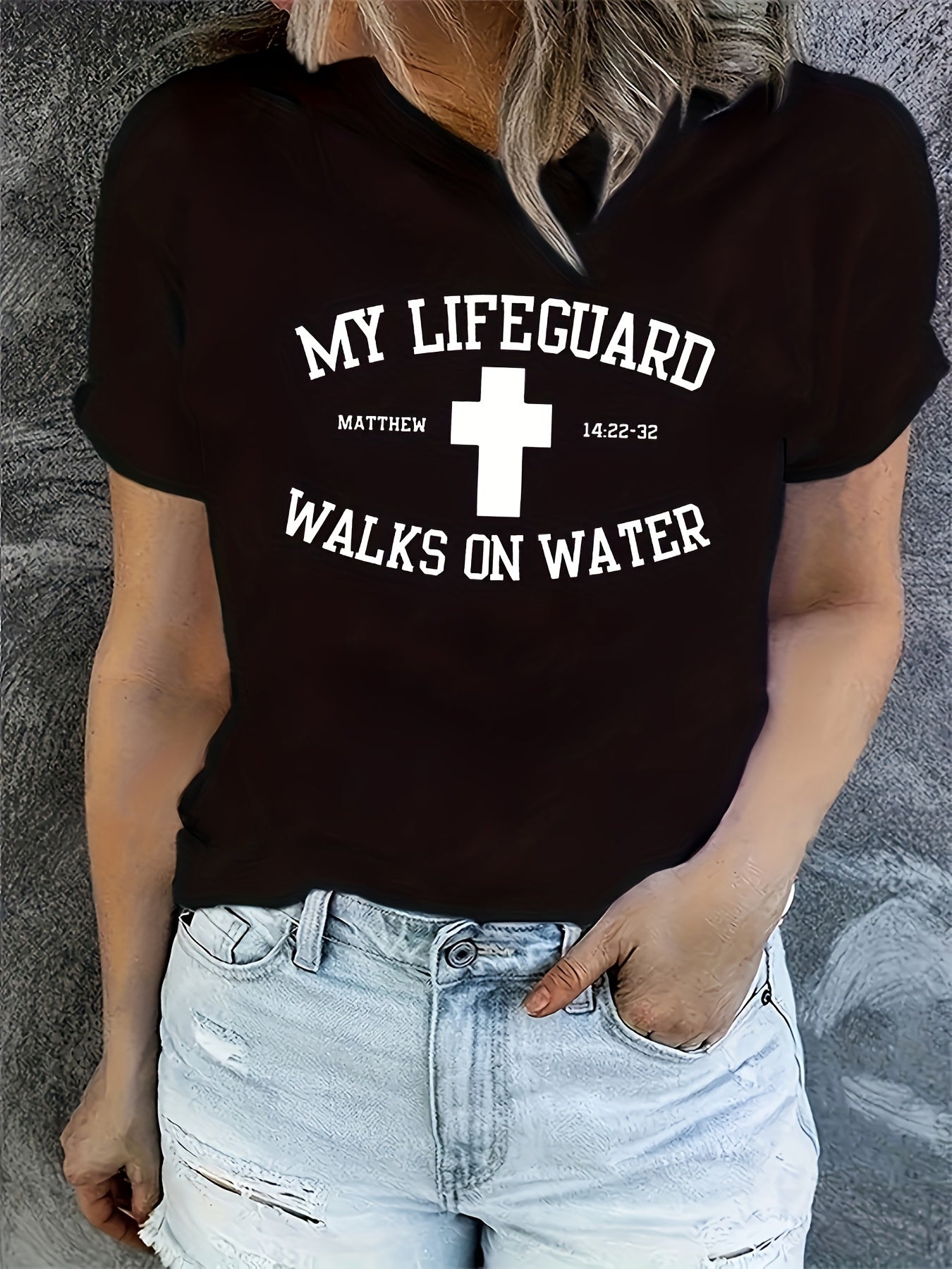 My Lifeguard Walks On Water Women's Christian T-shirt claimedbygoddesigns