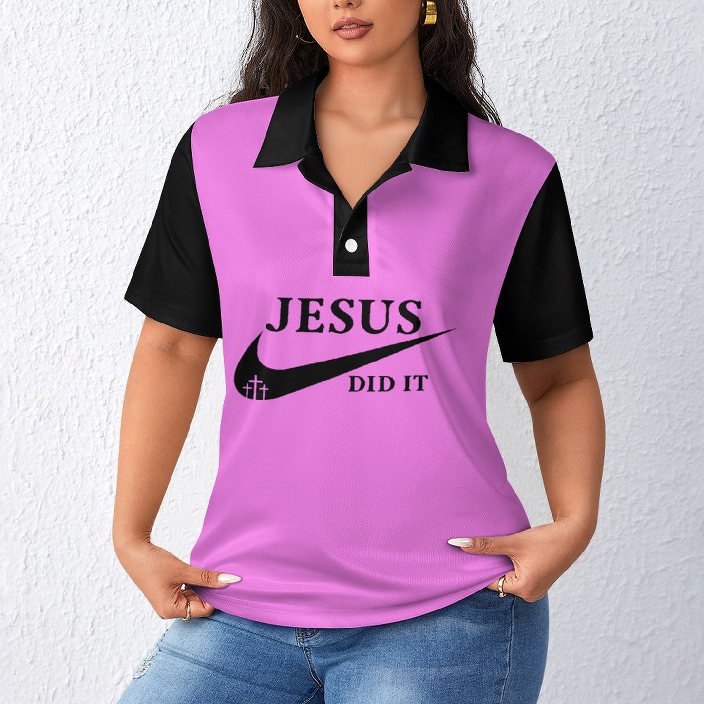 Jesus Did It (Like Nike) Women's Christian T-shirt (Polo T-shirt) SALE-Personal Design