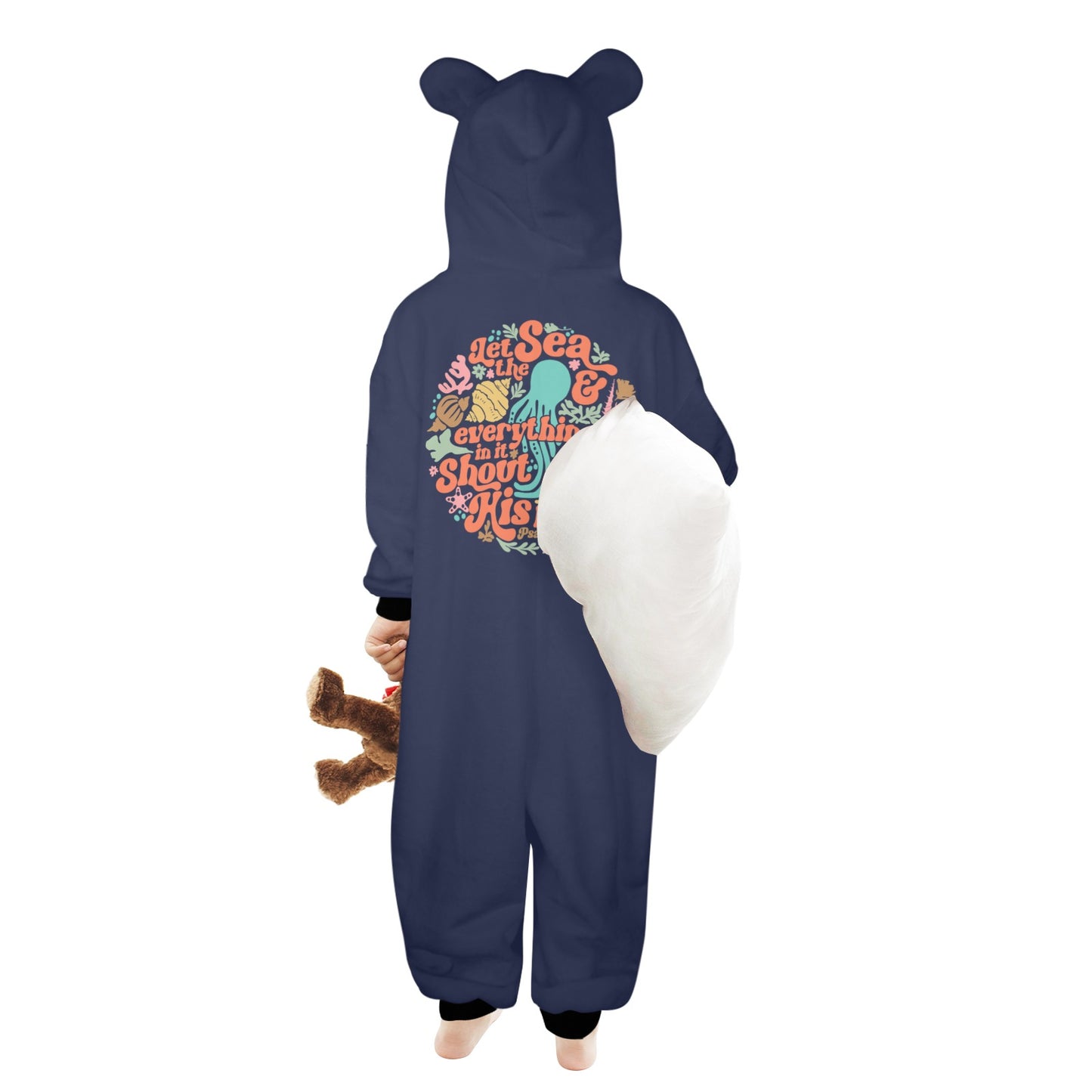 Shout His Praise One-Piece Zip up Hooded Pajamas for Little Kids (Toddler)