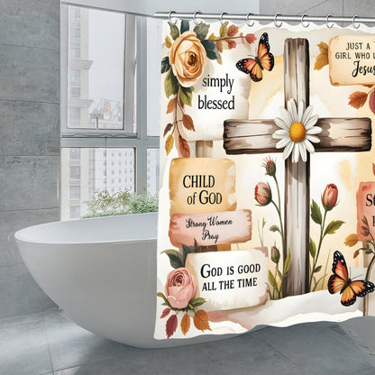 Words Of Affirmation Christian Waterproof Shower Curtain