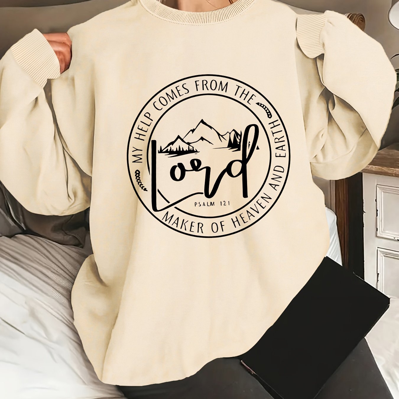 My Help Comes From The Lord Plus Size Women's Christian Pullover Sweatshirt claimedbygoddesigns