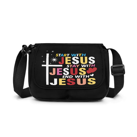 Start, Stay, End With Jesus Christian Kids Flap Crossbody Bag