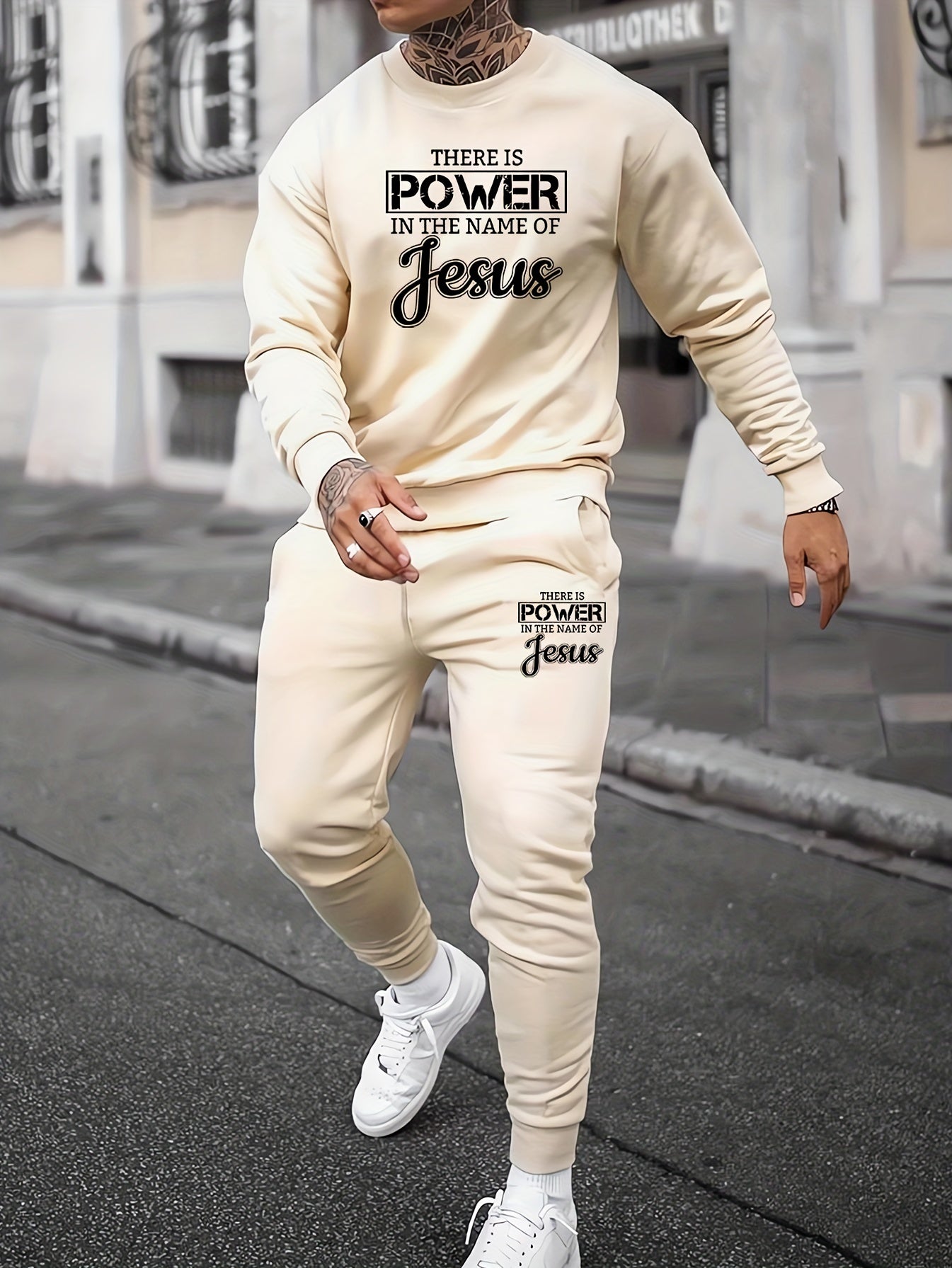 There Is Power In The Name Of Jesus Men's Christian Casual Outfit claimedbygoddesigns