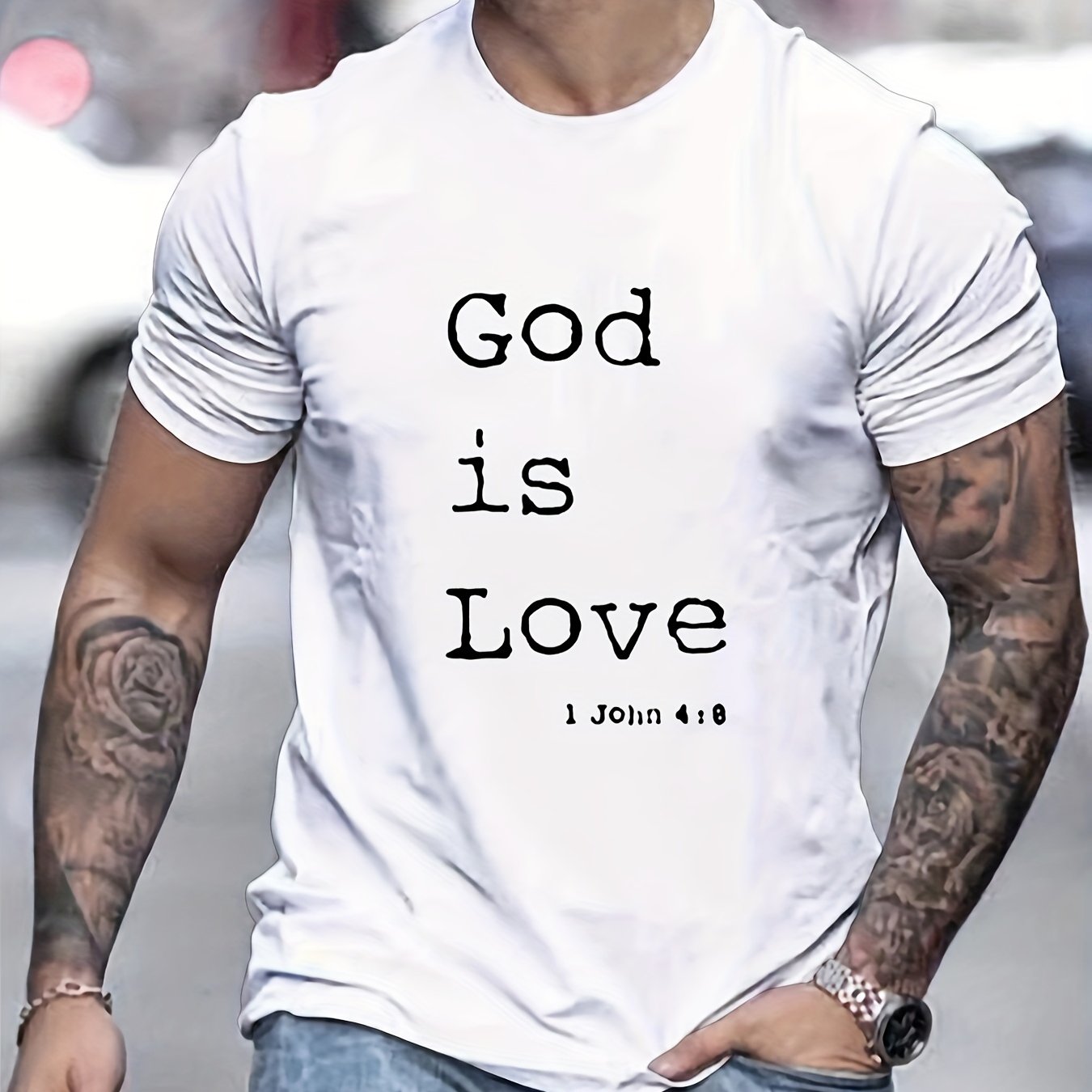 GOD IS LOVE Men's Christian T-Shirt claimedbygoddesigns