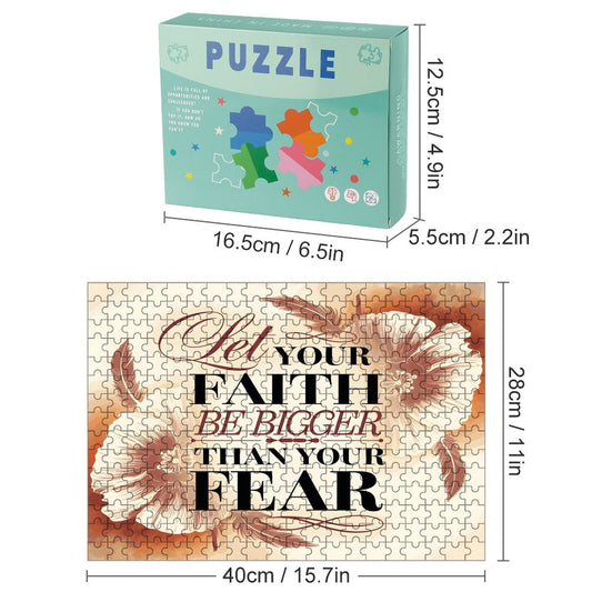 Let Your Faith Be Bigger Than Your Fears Christian Horizontal Wooden Puzzle