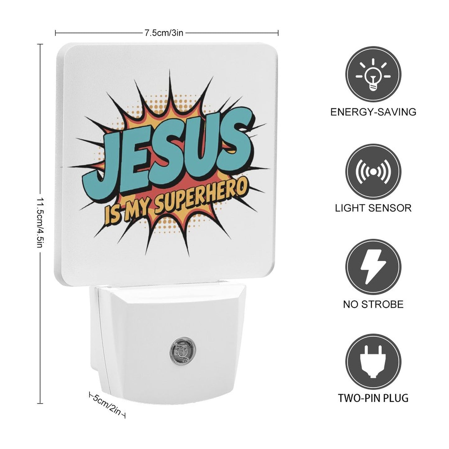 He Is My Superhero Christian Night Light For Kids - ClaimedbyGodDesigns
