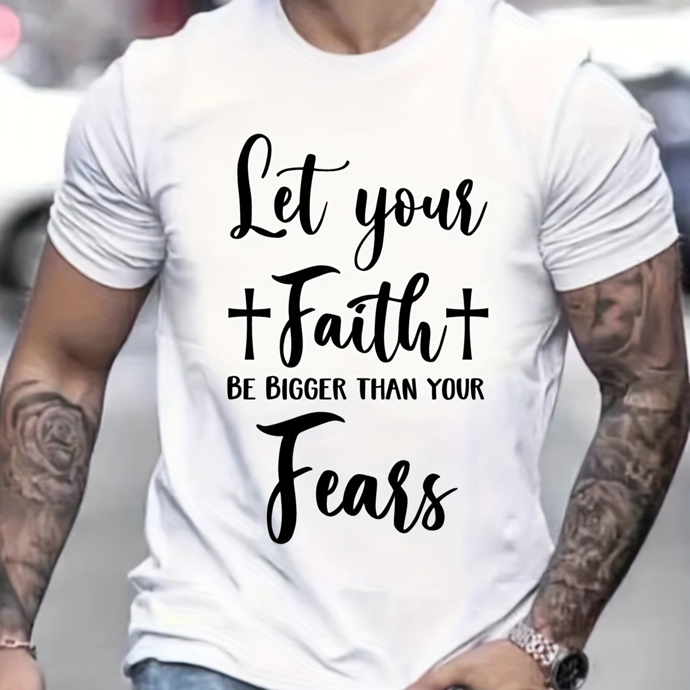 Let Your Faith Be Bigger Than Your Fears Men's Christian T-shirt claimedbygoddesigns