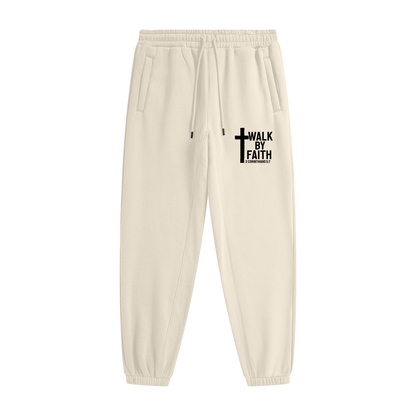 Walk By Faith Unisex (men women) Christian Heavyweight Fleece Sweatpants(Joggers) - ClaimedbyGodDesigns