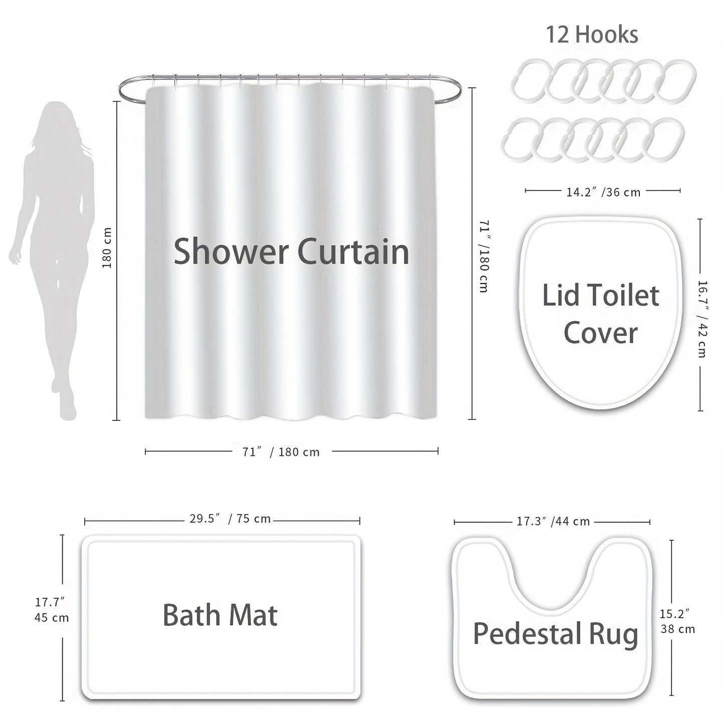 1/4pcs John 3:16 God So Loved The World Christian Shower Curtain Set With 12 Hooks, Non-Slip Bathroom Rug, Toilet U-Shape Mat, Toilet Lid Cover Pad claimedbygoddesigns