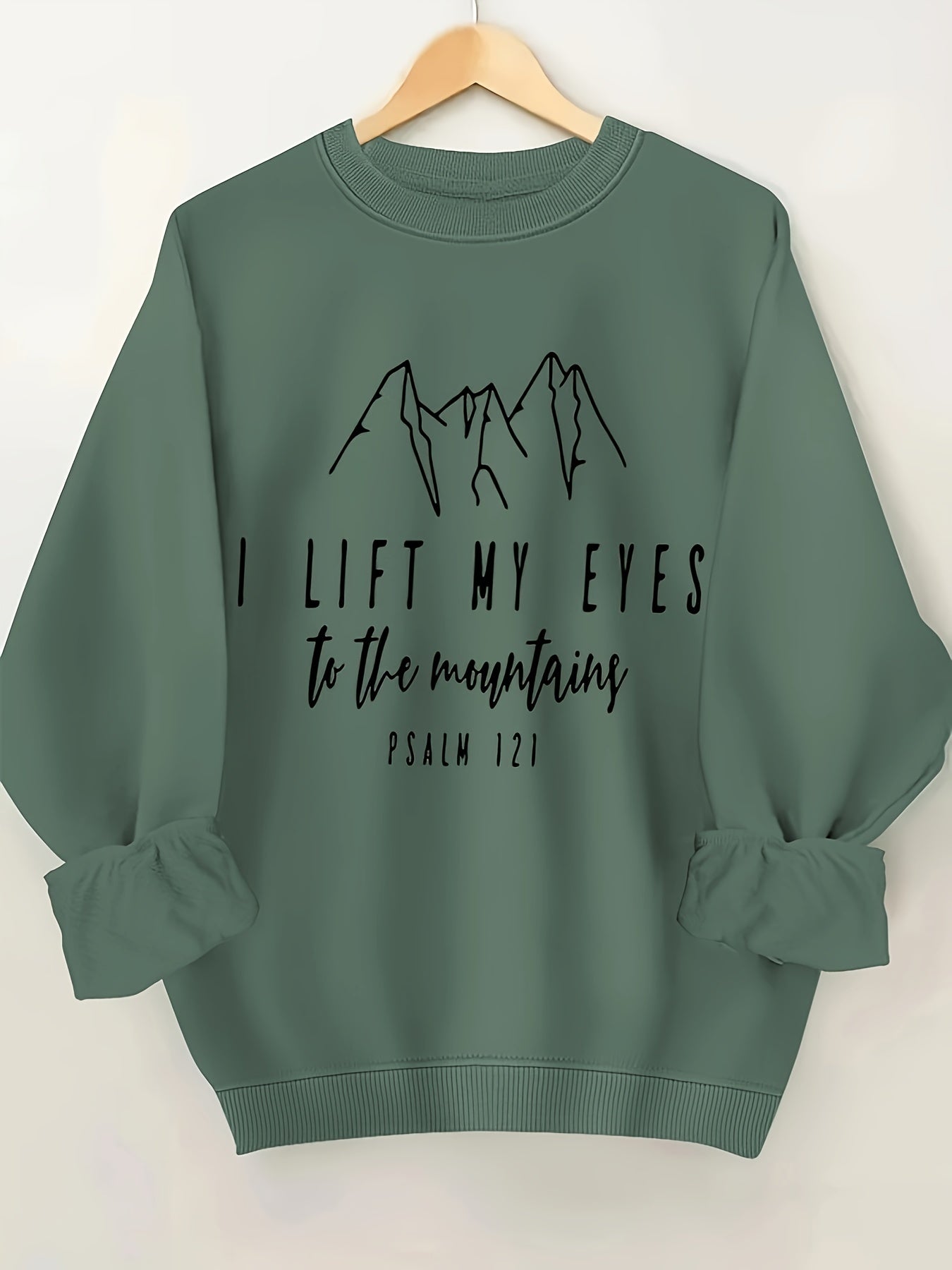 Psalm 121 I Lift My Eyes To The Mountains Plus Size Women's Christian Pullover Sweatshirt claimedbygoddesigns
