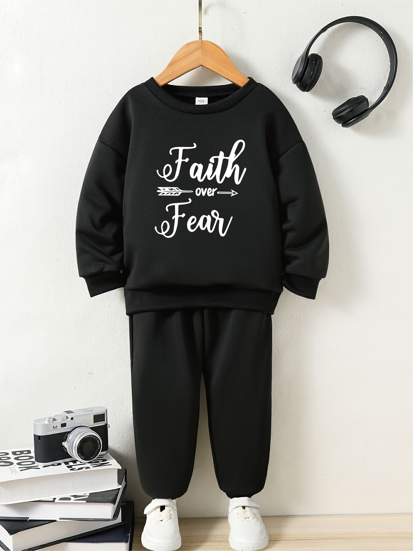 Faith Over Fear Youth Christian Casual Outfit claimedbygoddesigns