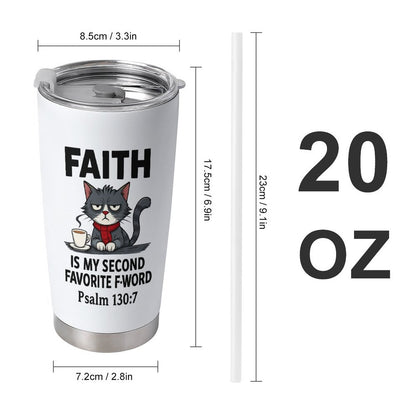 Funny Faith 20oz Insulated Stainless Steel Tumbler with Lid - ClaimedbyGodDesigns