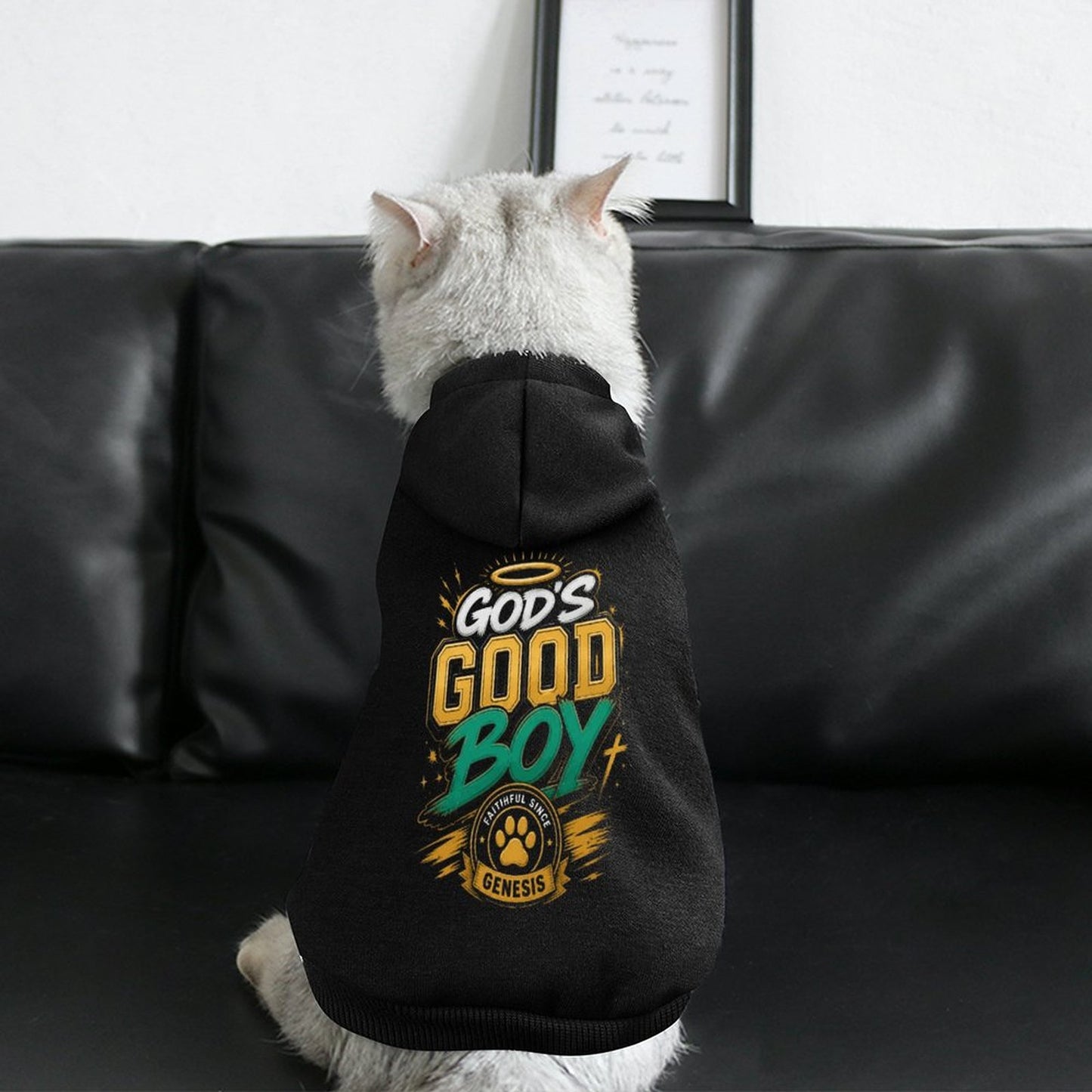 God's Good Boy Christian Pet Hooded Pullover Sweatshirt Dog/Cat Hoodie Warm, Soft & Breathable - ClaimedbyGodDesigns