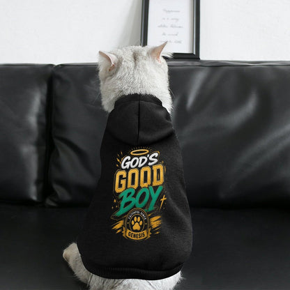 God's Good Boy Christian Pet Hooded Pullover Sweatshirt Dog/Cat Hoodie Warm, Soft & Breathable - ClaimedbyGodDesigns