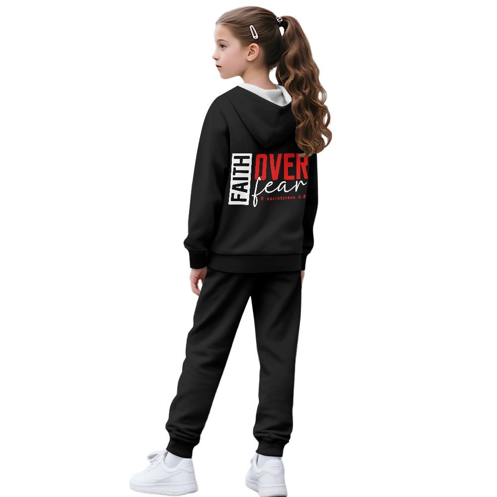 Faith Over Fear Youth Christian Zippered Sportswear Outfit - ClaimedbyGodDesigns
